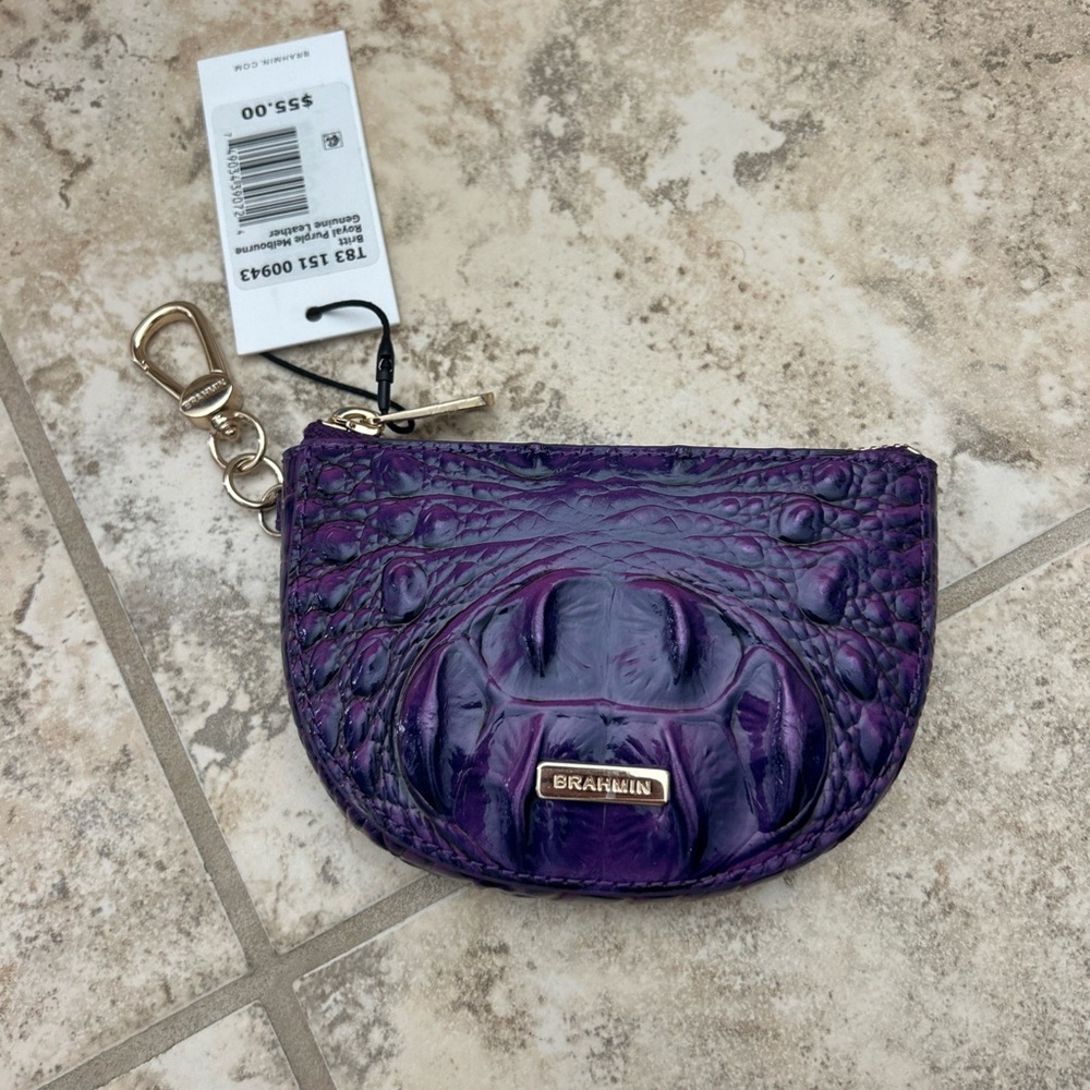 Brahmin royal Purple Mini Zip Coin Pouch nwt Britt